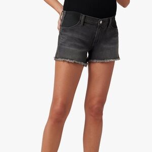 Joe’s Jeans (30) The Ozzie Maternity Black Denim Mid Rise Stretch Short Fray Hem